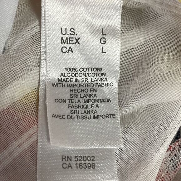 LIZ CLAIBORNE LIZSPORT Floral Sheer 3/4 Sleeve Button Up Blouse Size Large - Picture 6 of 9